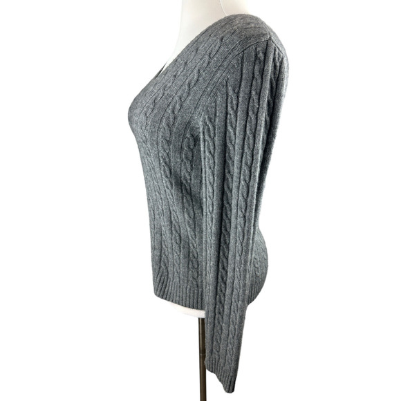Vtg Lauren Ralph Lauren Cashmere V-Neck Pullover Sweater Gray Women's Medium - Picture 3 of 14